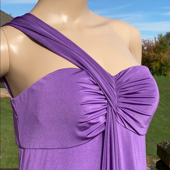 Adrianna Papell One Shoulder Ruched Lavender Dress - Picture 6 of 9